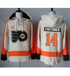 Flyers #14 Sean Couturier Cream Sawyer Hooded Sweatshirt Stitched NHL Jersey