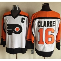 Flyers #16 Bobby Clarke WhiteBlack CCM Throwback Stitched NHL Jersey
