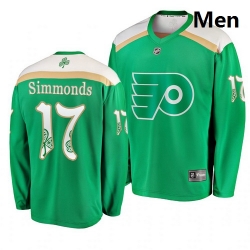 Flyers 17 Wayne Simmonds Green 2019 St  Patrick Day Adidas Jersey