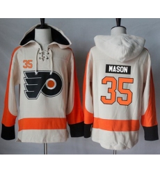 Flyers #35 Steve Mason Cream Sawyer Hooded Sweatshirt Stitched NHL Jersey