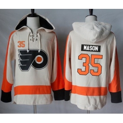 Flyers #35 Steve Mason Cream Sawyer Hooded Sweatshirt Stitched NHL Jersey