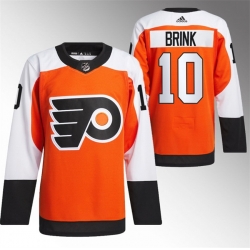 Men Philadelphia Flyers 10 Bobby Brink 2023 24 Orange Stitched Jersey