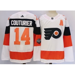 Men Philadelphia Flyers 14 Sean Couturier White 2023 2024 Stadium Series Stitched Jersey