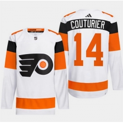 Men Philadelphia Flyers 14 Sean Couturier White 2024 Stadium Series Stitched Jersey