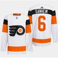 Men Philadelphia Flyers 6 Travis Sanheim White 2024 Stadium Series Stitched Jersey