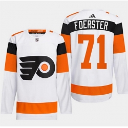 Men Philadelphia Flyers 71 Tyson Foerster White 2024 Stadium Series Stitched Jersey