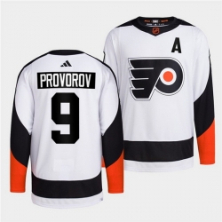 Men Philadelphia Flyers 9 Ivan Provorov White 2022 Reverse Retro Stitched Jersey