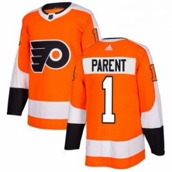Mens Adidas Philadelphia Flyers 1 Bernie Parent Authentic Orange Home NHL Jersey 