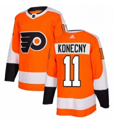 Mens Adidas Philadelphia Flyers 11 Travis Konecny Premier Orange Home NHL Jersey 