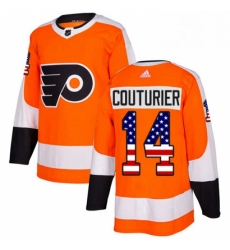 Mens Adidas Philadelphia Flyers 14 Sean Couturier Authentic Orange USA Flag Fashion NHL Jersey 