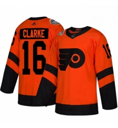 Mens Adidas Philadelphia Flyers 16 Bobby Clarke Orange Authentic 2019 Stadium Series Stitched NHL Jersey 