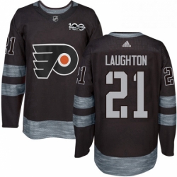 Mens Adidas Philadelphia Flyers 21 Scott Laughton Authentic Black 1917 2017 100th Anniversary NHL Jersey 