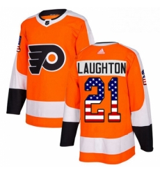 Mens Adidas Philadelphia Flyers 21 Scott Laughton Authentic Orange USA Flag Fashion NHL Jersey 