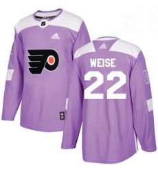 Mens Adidas Philadelphia Flyers 22 Dale Weise Authentic Purple Fights Cancer Practice NHL Jersey 