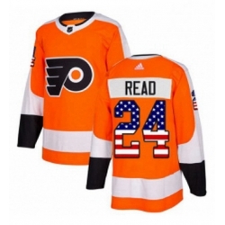 Mens Adidas Philadelphia Flyers 24 Matt Read Authentic Orange USA Flag Fashion NHL Jersey 
