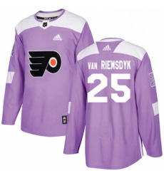 Mens Adidas Philadelphia Flyers 25 James Van Riemsdyk Authentic Purple Fights Cancer Practice NHL Jersey 