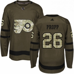 Mens Adidas Philadelphia Flyers 26 Brian Propp Authentic Green Salute to Service NHL Jersey 