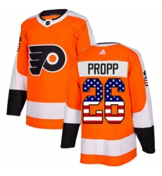 Mens Adidas Philadelphia Flyers 26 Brian Propp Authentic Orange USA Flag Fashion NHL Jersey 