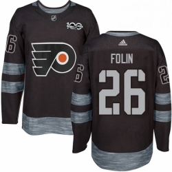 Mens Adidas Philadelphia Flyers 26 Christian Folin Authentic Black 1917 2017 100th Anniversary NHL Jersey 