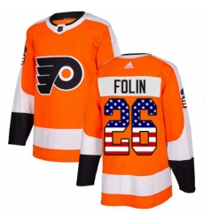 Mens Adidas Philadelphia Flyers 26 Christian Folin Authentic Orange USA Flag Fashion NHL Jersey 