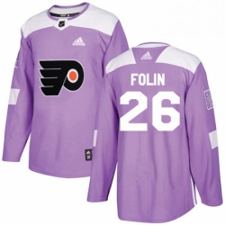 Mens Adidas Philadelphia Flyers 26 Christian Folin Authentic Purple Fights Cancer Practice NHL Jersey 
