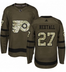 Mens Adidas Philadelphia Flyers 27 Ron Hextall Premier Green Salute to Service NHL Jersey 
