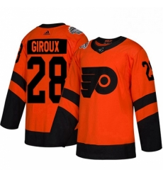 Mens Adidas Philadelphia Flyers 28 Claude Giroux Orange Authentic 2019 Stadium Series Stitched NHL Jersey 