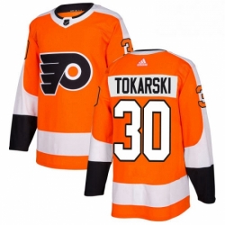 Mens Adidas Philadelphia Flyers 30 Dustin Tokarski Premier Orange Home NHL Jersey 