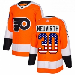 Mens Adidas Philadelphia Flyers 30 Michal Neuvirth Authentic Orange USA Flag Fashion NHL Jersey 