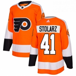 Mens Adidas Philadelphia Flyers 41 Anthony Stolarz Premier Orange Home NHL Jersey 