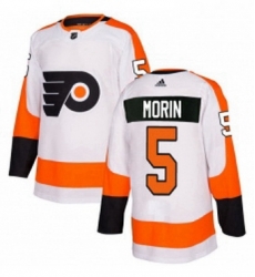 Mens Adidas Philadelphia Flyers 5 Samuel Morin Authentic White Away NHL Jersey 