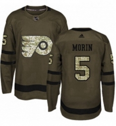 Mens Adidas Philadelphia Flyers 5 Samuel Morin Premier Green Salute to Service NHL Jersey 