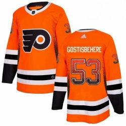 Mens Adidas Philadelphia Flyers 53 Shayne Gostisbehere Authentic Orange Drift Fashion NHL Jersey 