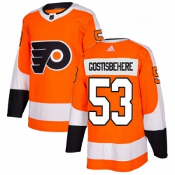 Mens Adidas Philadelphia Flyers 53 Shayne Gostisbehere Authentic Orange Home NHL Jersey 