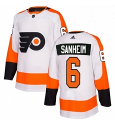 Mens Adidas Philadelphia Flyers 6 Travis Sanheim Authentic White Away NHL Jersey 