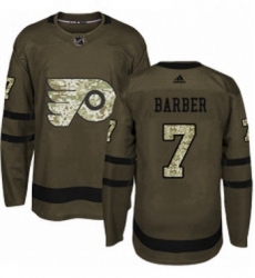Mens Adidas Philadelphia Flyers 7 Bill Barber Authentic Green Salute to Service NHL Jersey 