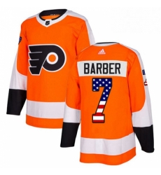 Mens Adidas Philadelphia Flyers 7 Bill Barber Authentic Orange USA Flag Fashion NHL Jersey 