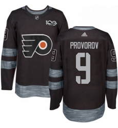 Mens Adidas Philadelphia Flyers 9 Ivan Provorov Authentic Black 1917 2017 100th Anniversary NHL Jersey 