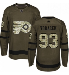 Mens Adidas Philadelphia Flyers 93 Jakub Voracek Premier Green Salute to Service NHL Jersey 