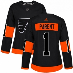 Womens Adidas Philadelphia Flyers 1 Bernie Parent Premier Black Alternate NHL Jersey 