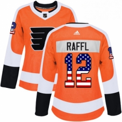 Womens Adidas Philadelphia Flyers 12 Michael Raffl Authentic Orange USA Flag Fashion NHL Jersey 