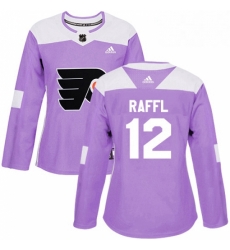 Womens Adidas Philadelphia Flyers 12 Michael Raffl Authentic Purple Fights Cancer Practice NHL Jersey 