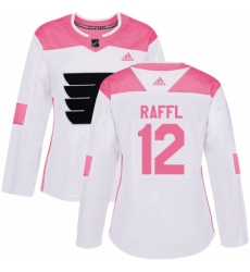 Womens Adidas Philadelphia Flyers 12 Michael Raffl Authentic WhitePink Fashion NHL Jersey 