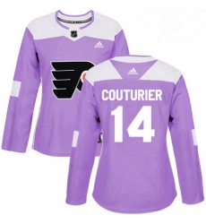 Womens Adidas Philadelphia Flyers 14 Sean Couturier Authentic Purple Fights Cancer Practice NHL Jersey 