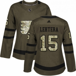 Womens Adidas Philadelphia Flyers 15 Jori Lehtera Authentic Green Salute to Service NHL Jersey 
