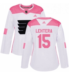 Womens Adidas Philadelphia Flyers 15 Jori Lehtera Authentic WhitePink Fashion NHL Jersey 