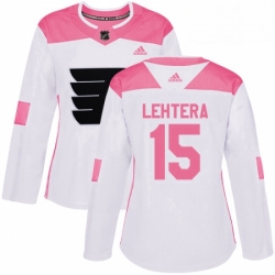 Womens Adidas Philadelphia Flyers 15 Jori Lehtera Authentic WhitePink Fashion NHL Jersey 