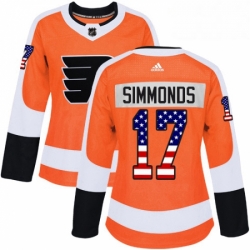 Womens Adidas Philadelphia Flyers 17 Wayne Simmonds Authentic Orange USA Flag Fashion NHL Jersey 