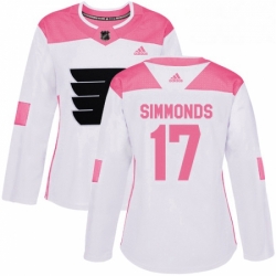 Womens Adidas Philadelphia Flyers 17 Wayne Simmonds Authentic WhitePink Fashion NHL Jersey 