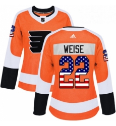 Womens Adidas Philadelphia Flyers 22 Dale Weise Authentic Orange USA Flag Fashion NHL Jersey 